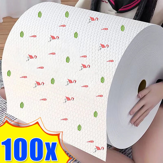 100/50pcs jednorázové hadry zahuštěné netkané látkové hadrové kuchyně Nepřirozené olejové čisticí utěrky pro úklid domácnosti