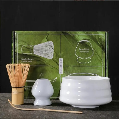 4pcs Japones Matcha Set Safe Bamboo Wathisk Cuchucos Té de té Bebidas Interiores Terreno de té Herramientas de fabricación de té Accesorios
