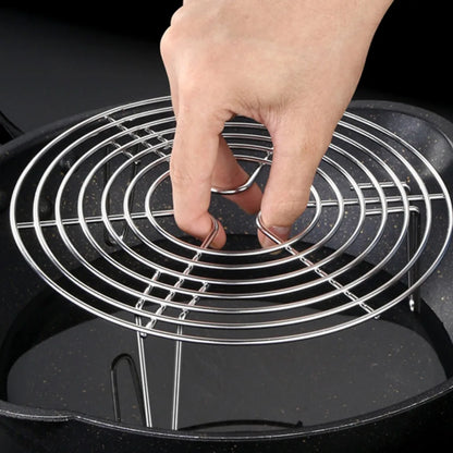 15.5-27,5 cm nerūsējošā tērauda tvaikoņa plaukts lieljaudas apaļš, izturīgs poda pannas spiediena plīts trivet virtuves virtuves piederumu piederumi