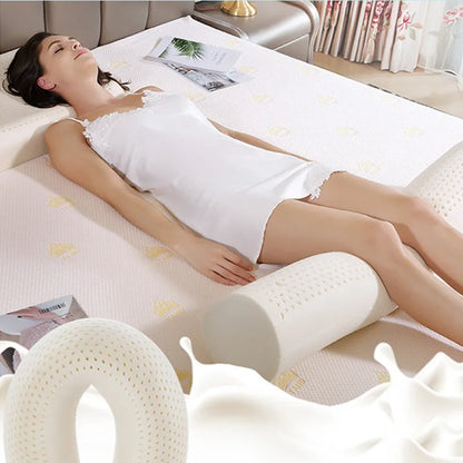 60 / 100cm Thai natierlechen Latex entspaant Zylinder Säit Sleepers fein futti Hals Këssen fir schwanger Këssen Leit