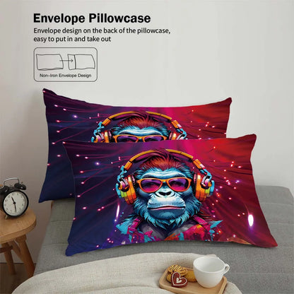 90gsm matte polyester bedding 3-piece set, skin friendly, warm, comfortable, 1 duvet cover+2 pillowcases, creative digital print