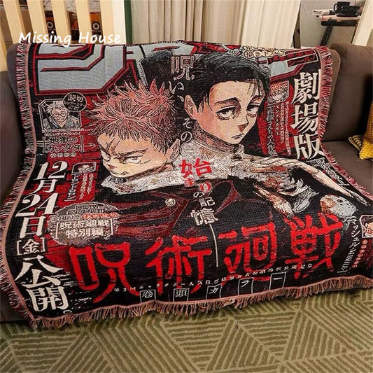 Anime Juju werfen Handduch gewéckelt Blatchet Tapestry Home Deckroschbunn Pistoul Towe Tasch Cover Mat Teppech huet de Pugéierte Kaddo