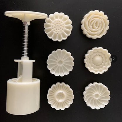 Mooncake Mold Set, 6 stykker 50 g mønster tæt