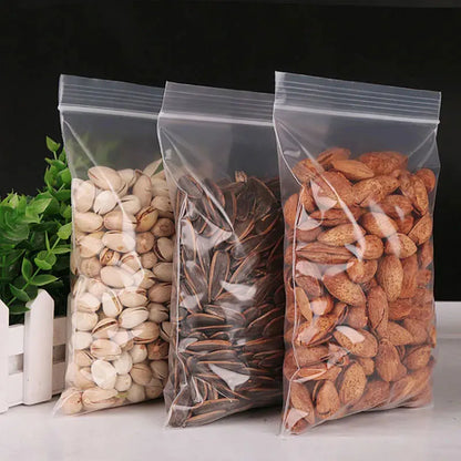 300/100pcs Transparentní zip tašky na potravinové šperky Vakuum Úložný taška plastová zahušťová reclosable Poly Bag Kitchen Organization Package