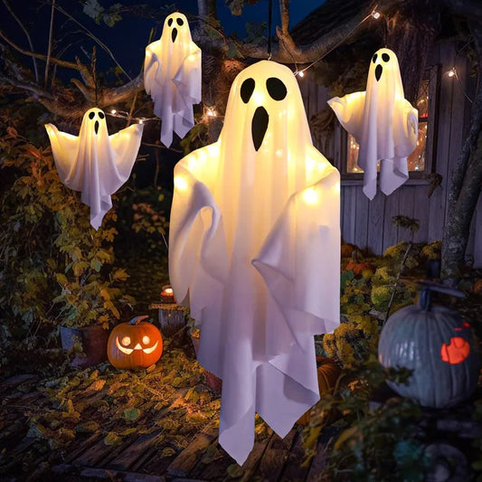 2024. gada vadīts Glow Ghost Party Helovīna dekorācija mājas iekštelpu āra spokotajam mājas bāram, kas karājas šausmu rekvizītus ar gaismām