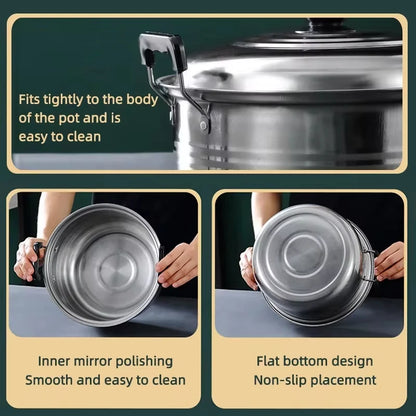 5pcs/Set Edelstahltöpfe 16/18/20/22/200/24 ​​cm Suppe Topf Nichtmagnetische Kochkochkochgeschirr Nicht -Stick -Pan -Induktionskocher -Kochtopf