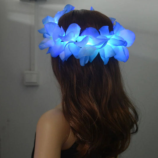 1PCS Sievietes meitene Lad Hawaii Hawaiian Lei galvassega Glow Light Up ziedu vainaga vainaga dzimšanas dienas ballīte Navidad Helovīns