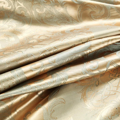 2/3pcs Luxury Jacquard Liberter Set King Size Coup de couette Fleur Golden High Quality avec 2 têtes d'oreiller （Single 1 abase d'oreiller）